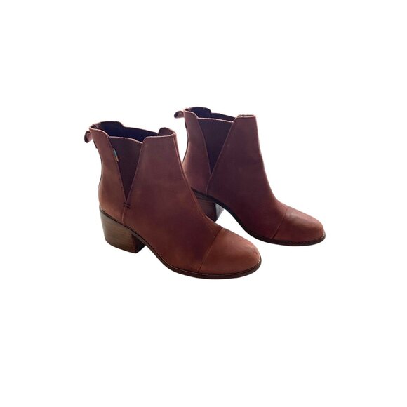 Toms Esme Leather Chelsea Boots Burnt Henna Size 7.5 - Picture 2 of 13
